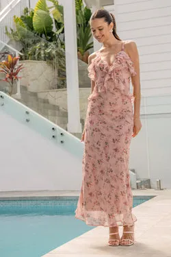 Vintage Florals Maxi Dress in Pink Floral