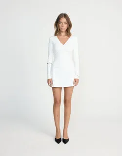 Brioni Long Sleeve Mini Dress (White)