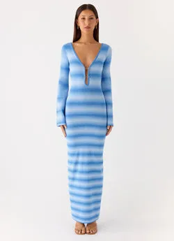 Late Night Calls Knit Maxi Dress - Cerulean