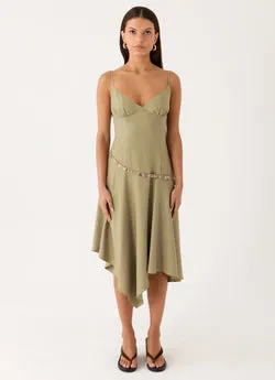 Lazure Midi Dress - Pale Olive