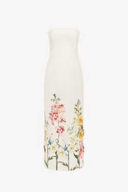 Rayna Embroidered Maxi Dress - Snapdragon Print in Snow