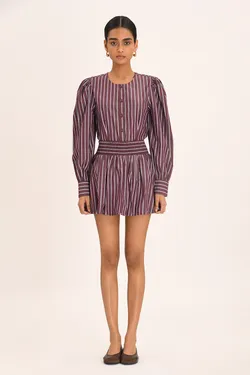 Leonie Skirt - Merlot Stripe