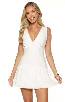 Lola White Cotton Broderie Detail Mini Dress