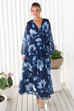 Lola Chiffon Maxi Dress - Navy - FINAL SALE