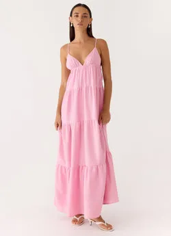 Lotty Linen Maxi Dress - Pink