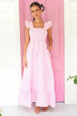 Lucie Gingham Maxi Dress