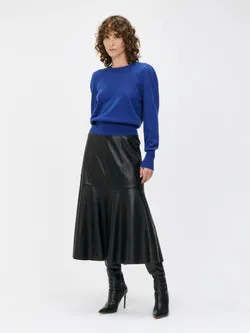 LEATHER PANEL FLUTED SKIRT