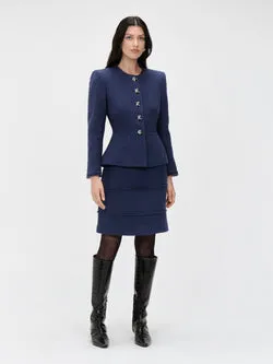 EUROPEAN TWEED FRINGED SKIRT