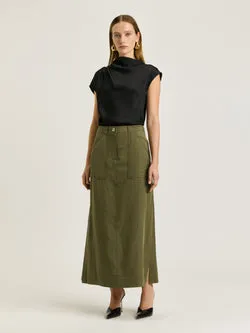 EUROPEAN LYOCELL LINEN CARGO SKIRT