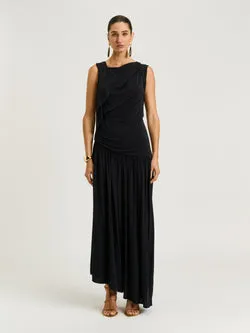 SLINKY JERSEY GATHERED MAXI SKIRT