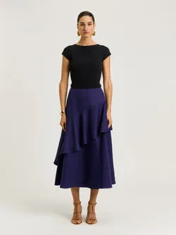 LINEN LYOCELL FLOUNCE SKIRT