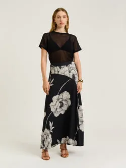 PETITE POPPY VISCOSE LINEN MAXI SKIRT