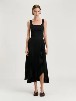 DOUBLE WEAVE PLEATED SKIRT