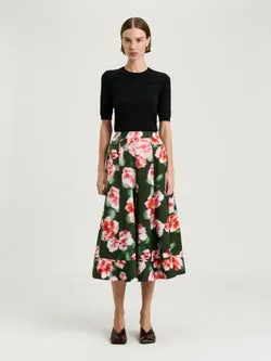 PINK HAZE FLORAL MIDI SKIRT