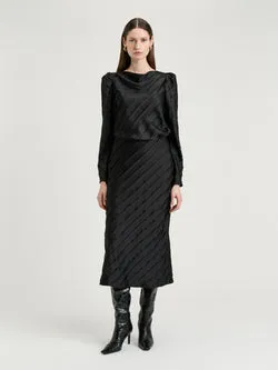 STRIP SATIN BIAS SKIRT
