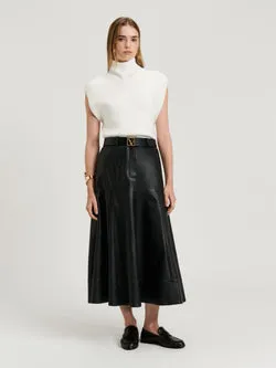 LEATHER MIDI SKIRT