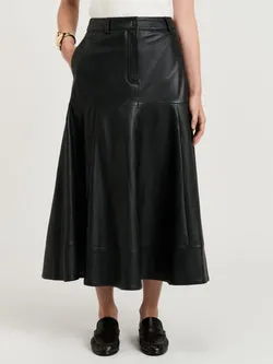 LEATHER MIDI SKIRT