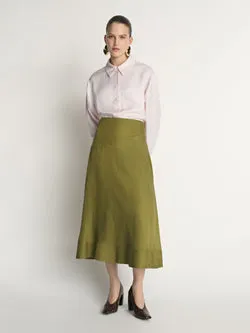 Drapey Viscose Linen Midi Skirt
