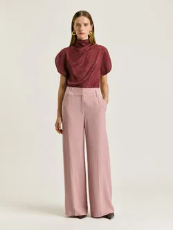 CRUSHED ACETATE DRAPE NECK TOP