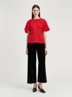 DOUBLE WEAVE FLOUNCE SLEEVE TOP