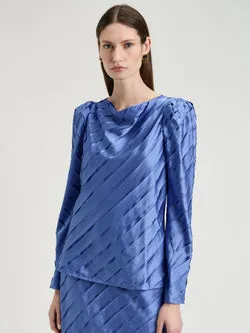 Hydrangea Strip Satin Bias Blouse