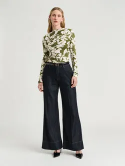 ETCHED FLORAL DRAPEY JERSEY CREPE TOP
