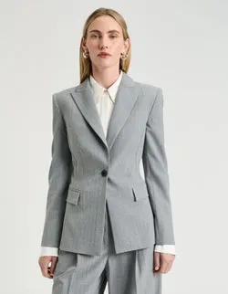 GREY PINSTRIPE FITTED BLAZER