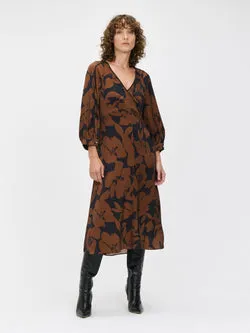COCOA GARDENIA V-NECK MIDI DRESS