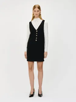 DOUBLE WEAVE BUTTON TUNIC DRESS