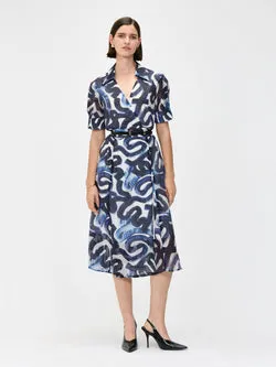 INDIGO ABSTRACT BRUSH SHIRTDRESS