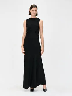 HAMMERED SATIN EMPIRE MAXI DRESS