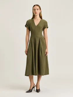 EUROPEAN LYOCELL LINEN MIDI DRESS