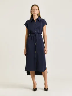 CREPE BACK SATIN SHIRTDRESS