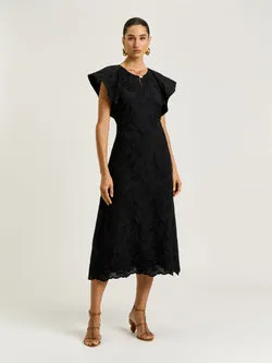 CLIMBING VINE EMBROIDERY MIDI DRESS