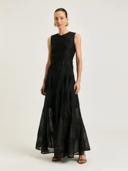 PALM EMBROIDERY EMPIRE LINE DRESS