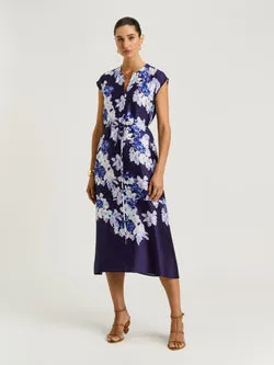 MIDNIGHT CLIMBING VINE SATIN MIDI DRESS