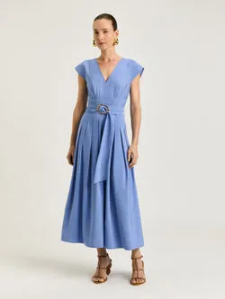 DRAPEY MODAL BLEND BELTED MIDI DRESS