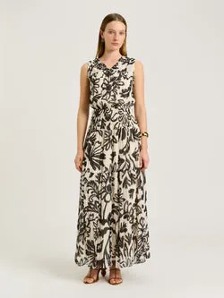 FILIGREE PRINT CRINKLE MAXI DRESS