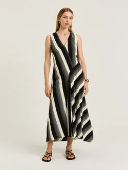 BOLD STRIPE BIAS CUT MIDI DRESS