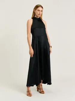 CRUSHED ACETATE TRAPEZE DRESS