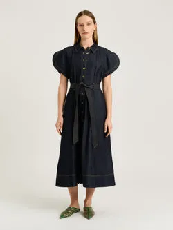 COTTON LYOCELL DENIM BELTED SHIRTDRESS