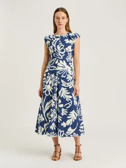 CHAMBRAY FILIGREE MIDI DRESS