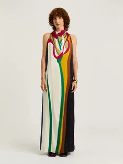 BLOWN UP FLORAL SATIN COLUMN MAXI DRESS