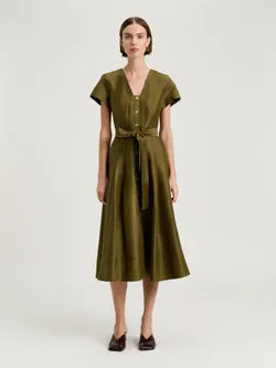 LINEN VISCOSE BUTTON FRONT DRESS