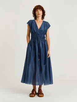 DRAWSTRING WAIST MIDI DRESS