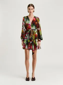 PAINTERLY BLOOM GEORGETTE MINI DRESS
