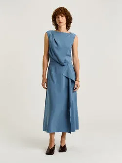 DRAPEY MODAL DRAPED FRONT MIDI DRESS