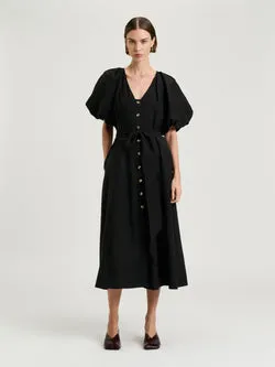 BLOUSON SLEEVE MIDI SHIRTDRESS