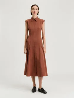 COTTON NYLON A LINE SHIRTDRESS