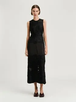 EMBELLISHED GEORGETTE COLUMN DRESS